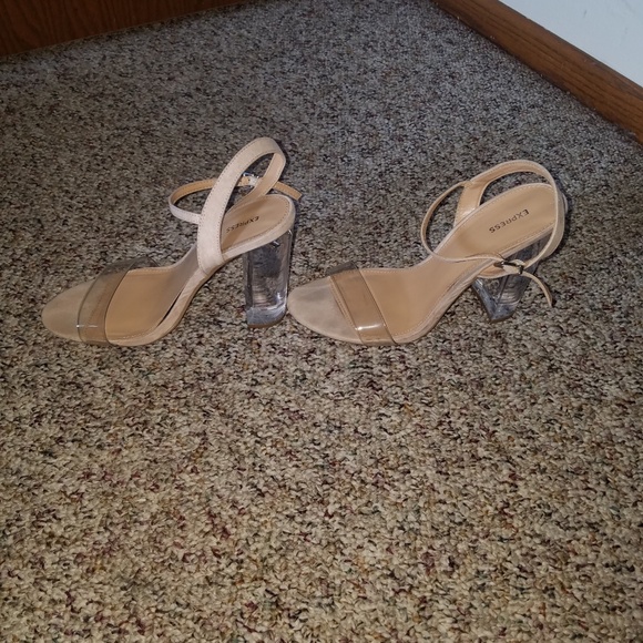 Express Shoes - Express Lucite Heeled Sandals SZ 9